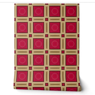 Elegant Red and Gold Geometric Pattern Wallpaper