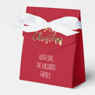 Elegant Red and Gold Look Script Merry Christmas  Favour Box
