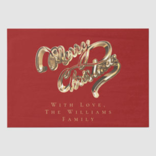 Elegant Red and Gold Look Script Merry Christmas Tissue Paper