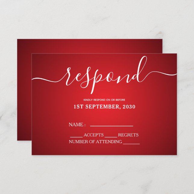 Elegant Red And Gold Love Birds Heart Wedding  RSVP Card (Front/Back)
