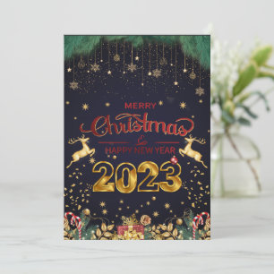 Elegant Red And Gold Merry Christmas 2023 Holiday Card