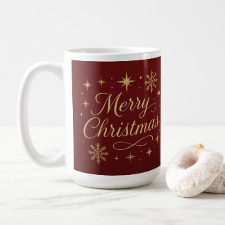 Elegant Red and Gold Merry Christmas Festive  Coffee Mug