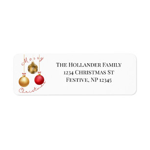 Elegant Red and Gold Ornament Return Address Label