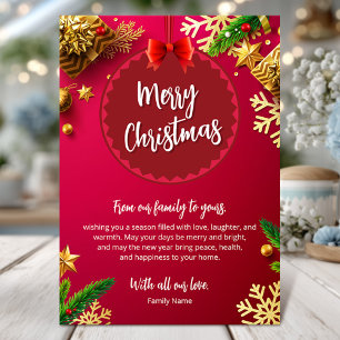Elegant Red and Gold Ornaments Merry Christmas Invitation