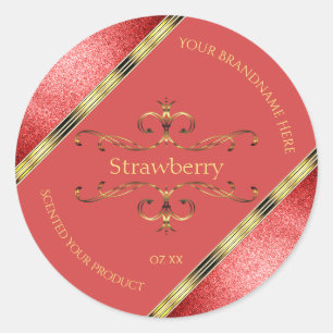 Elegant Red and Gold Product Label Glitter Borders