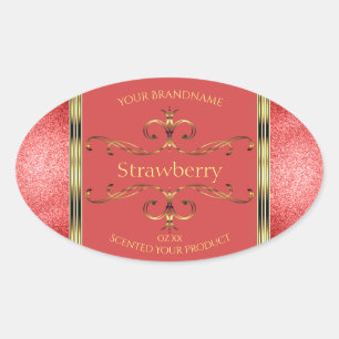 Elegant Red and Gold Product Label Glitter Borders