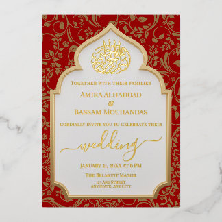 Elegant Red and Gold Real Foil Islamic Wedding