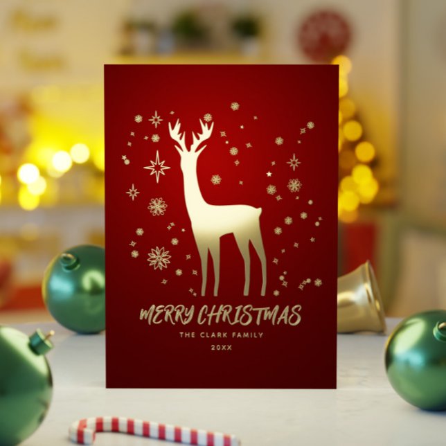 Elegant Red and Gold Reindeer Merry Christmas Foil Holiday Card (Elegant Red and Gold Reindeer Merry Christmas Foil Holiday Card
)