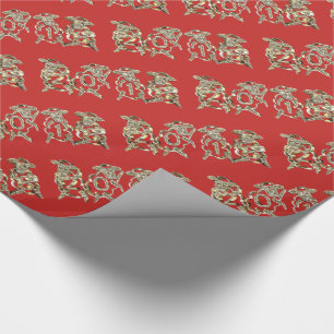 Elegant Red and Gold Sheep Happy New Year 2018 Wrapping Paper