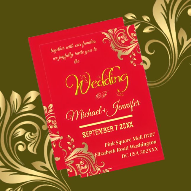Elegant Red and Gold Wedding Custom QR Code Invitation (Creator Uploaded)