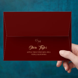 Elegant Red and Gold Wedding Envelope