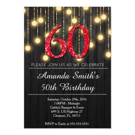 Elegant Red and Gold Womans 60th Birthday Party In Invitation | Zazzle ...