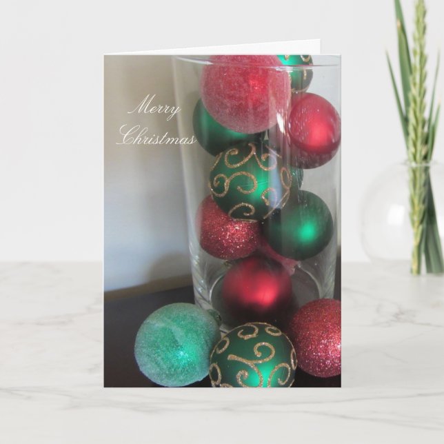 Elegant Red and Green Christmas Decorations Holiday Card (Front)