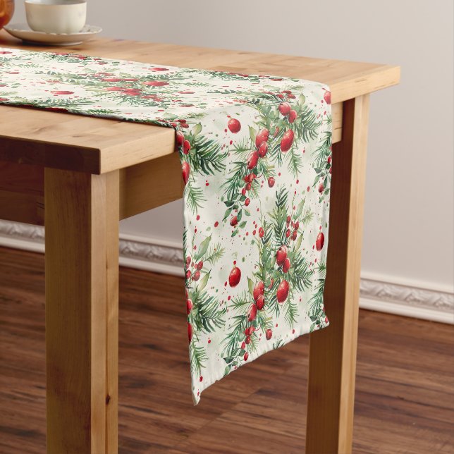 Elegant Red and Green Christmas Long Table Runner (In Situ)