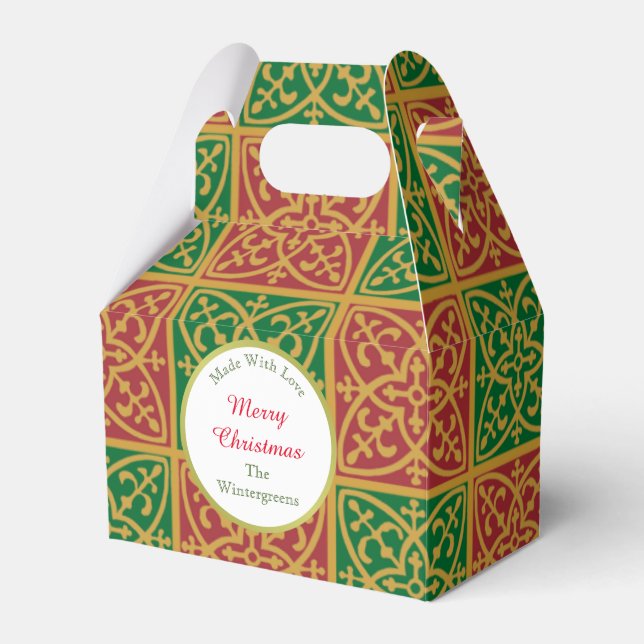 Elegant Red and Green Editable Bakery Kitchen Of Favour Box (Front Side)