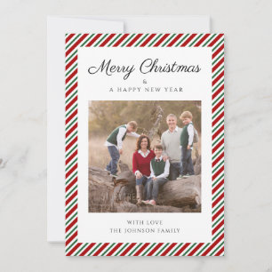 Elegant Red And Green Photo Christmas Holiday Card