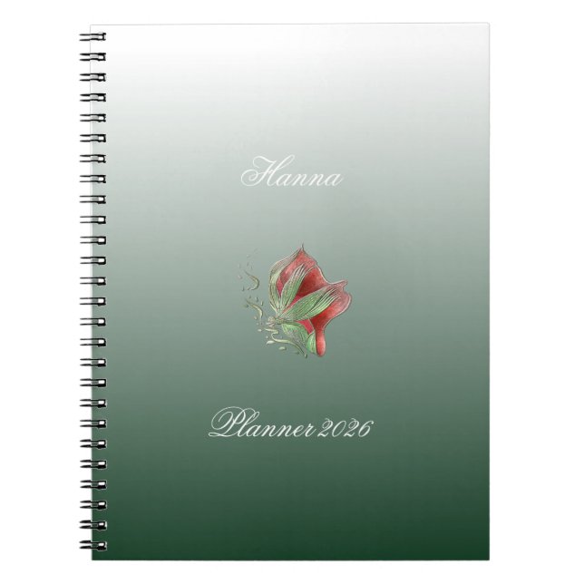 Elegant Red and Green spiral notebook  (Front)