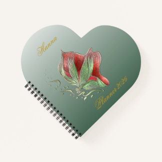 Elegant Red and Green Spiral Notebook