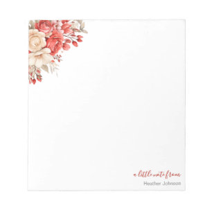 Elegant Red and Ivory Rose Custom Notepad
