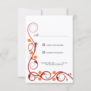 Elegant Red and Orange Swirls RSVP Card