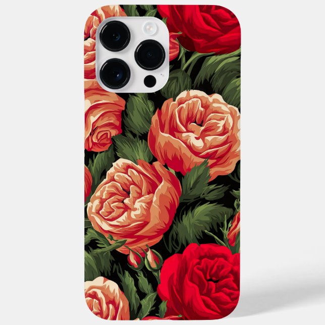 Elegant Red and Peach Roses Case-Mate iPhone Case (Back)