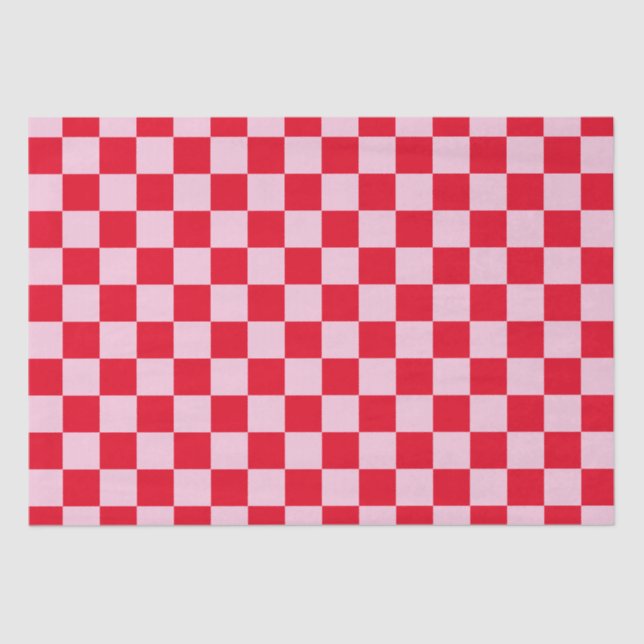 Elegant Red and Pink Chequerboard  Tissue Paper (Front)