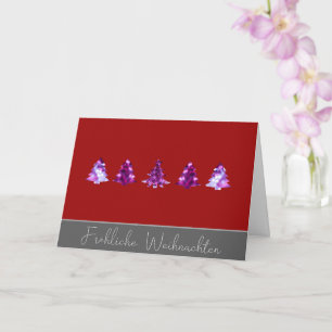 Elegant red and pink Merry Christmas trees Card