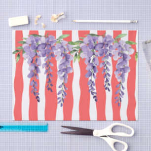 Elegant red and purple Wavevy stripes Grapes Chic Tissue Paper