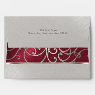 Elegant Red and Silver Filigree Envelopes