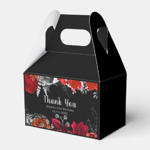 Elegant Red and Silver Flowers Birthday Favour Box