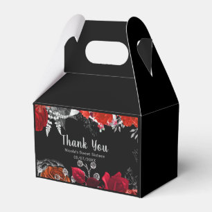 Elegant Red and Silver Flowers Sweet Sixteen Favour Box