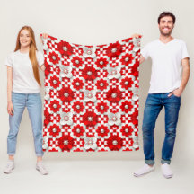 Elegant Red And White Blossom Pattern For Decor