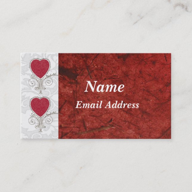 Elegant red and white business cards (Front)