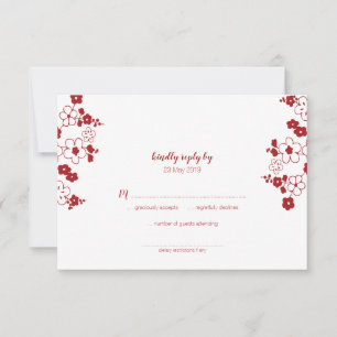 Elegant Red and White Cherry Blossom Oriental RSVP