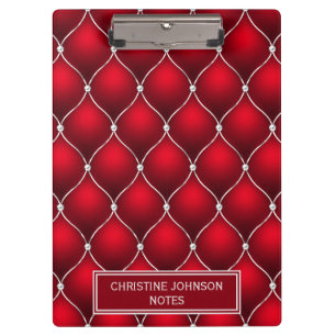 Elegant Red and White Criss-Cross Pattern Clipboard