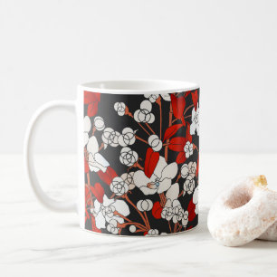 Elegant Red And White Flowers Coffee Mug