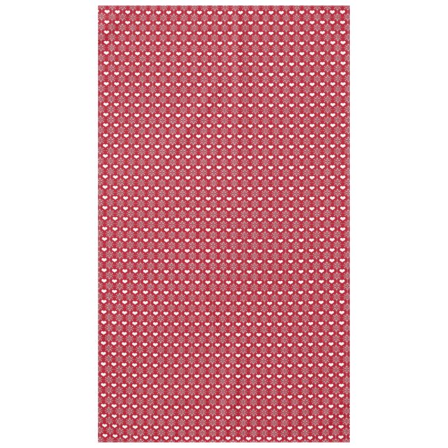 Elegant Red and White Hearts Damask Pattern Tablecloth (Front)