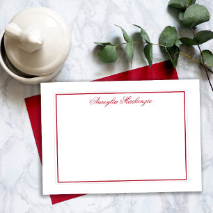 Elegant Red and White Personalised Card