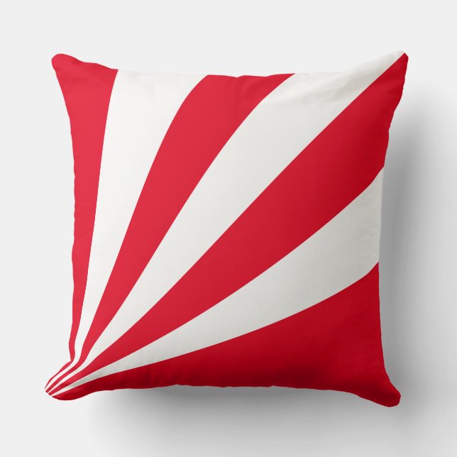 Elegant Red and White Rays Cushion (Front)