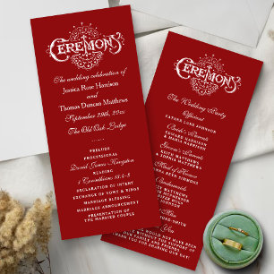 Elegant Red And White Wedding Ceremony Programs