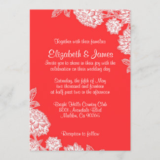 Elegant Red And White Wedding Invitations