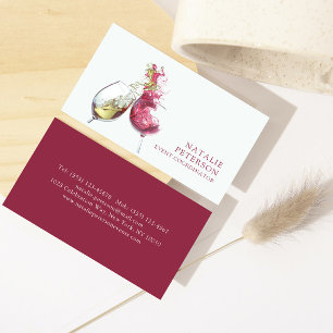 Elegant Red and White Wine Dance Event Coordinator Business Card