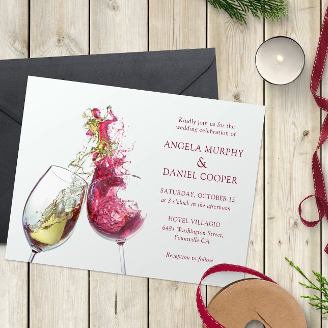 Elegant Red and White Wine Dance Wedding Invitation (Creator Uploaded)
