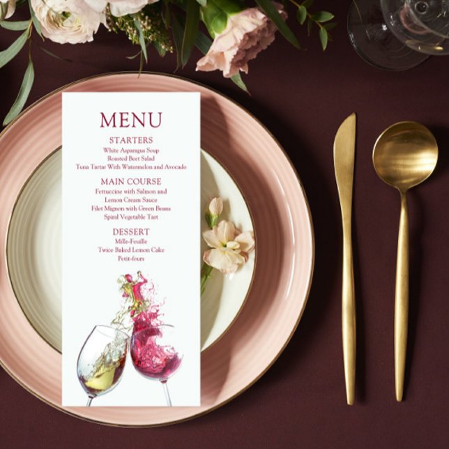 Elegant Red and White Wine Dance Wedding Menu (Creator Uploaded)