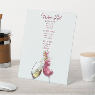 Elegant Red and White Wine Dance Wedding Menu Pedestal Sign