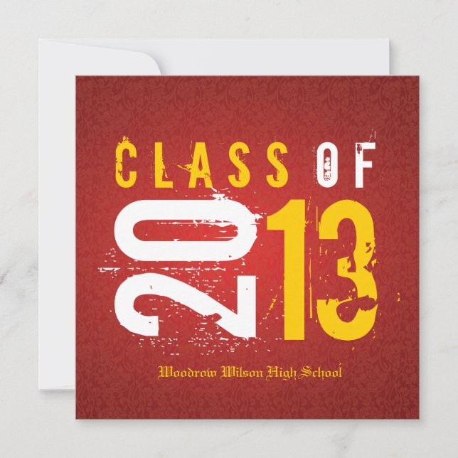 Elegant Red and Yellow Class of 2013 Invitation (Front)