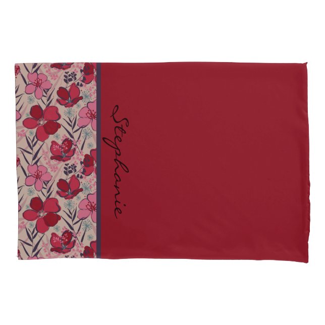 Elegant Red Anemone floral Pillowcase (Front)