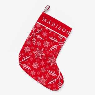 Elegant Red Aqua White Winter Snowflake Small Christmas Stocking