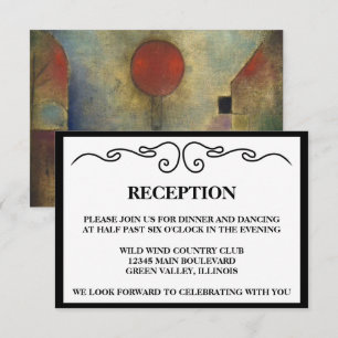 Elegant "Red Balloon" Wedding Reception Invitation