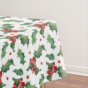 Elegant Red Berry Christmas Tablecloth